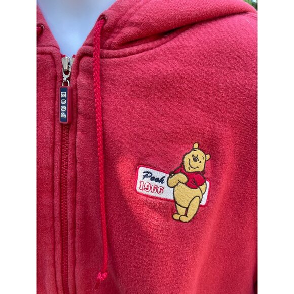Disney Store Pooh 1966 Classic Red Zip-Up Hoodie Large Mens Winnie The Pooh - Picture 2 of 8